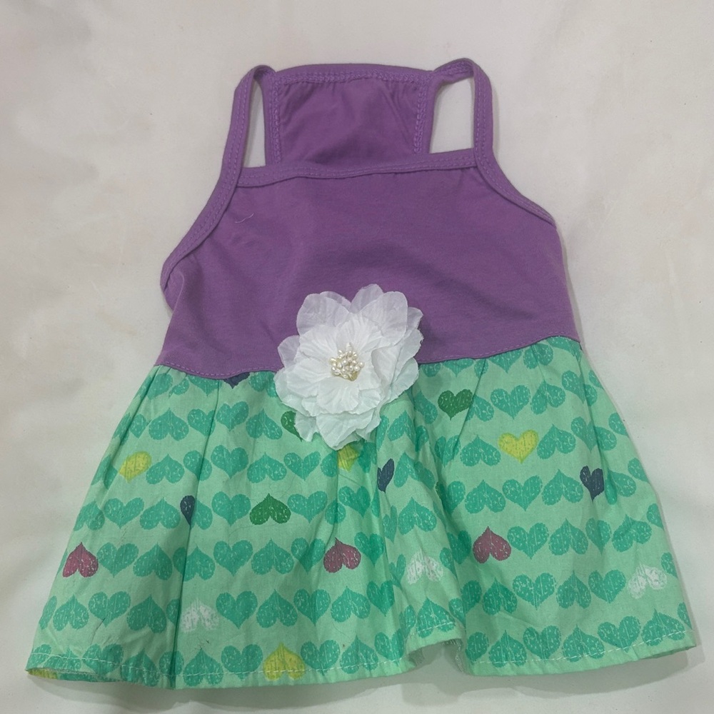 Top Paw Purple & Mint Heart Pet Dress with White Floral Accent